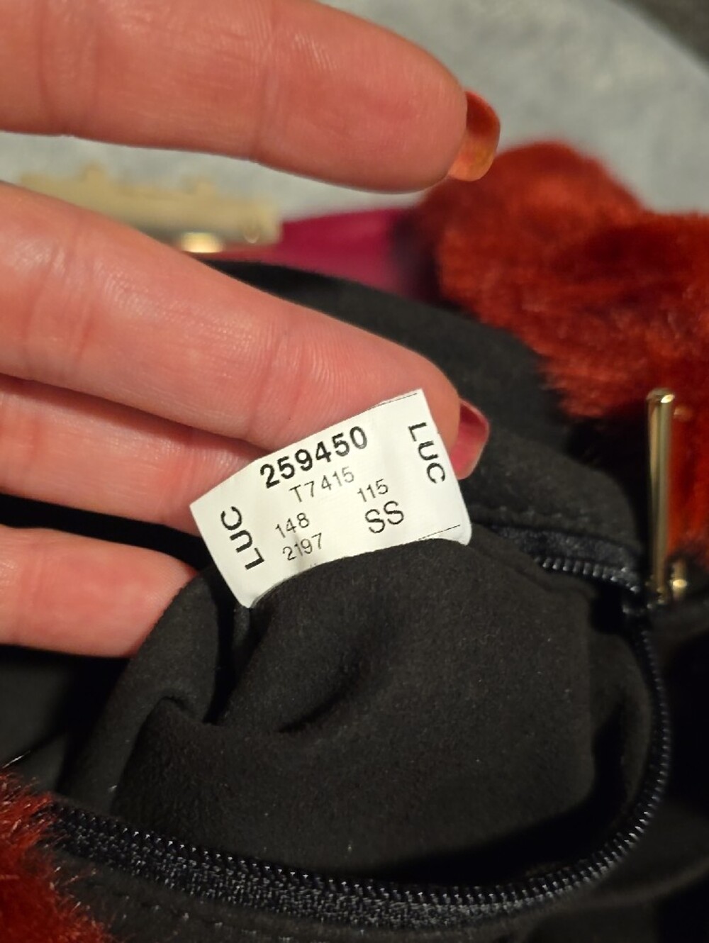 Furla Red Faux-Fur Crossbody with Gold Chain - Picture 5 of 9